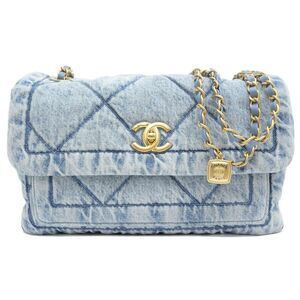Chanel Bag Chain Shoulder Maxi Washed Denim As5734 Random Denim Leather